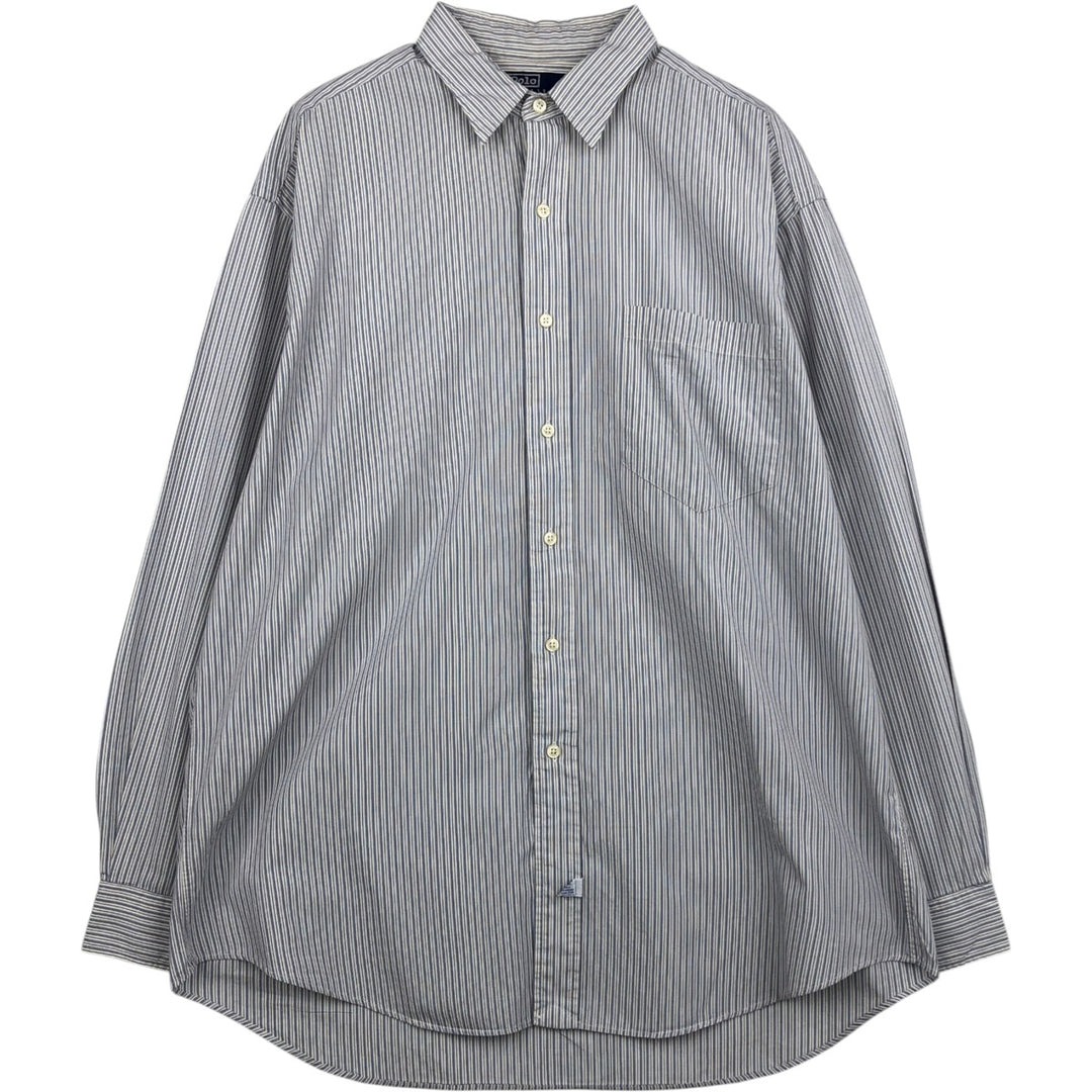 Ralph Lauren POLO by Ralph Lauren Long Sleeve Cotton Striped Shirt Men's Size L cotton pale white type Vintage Second Hand