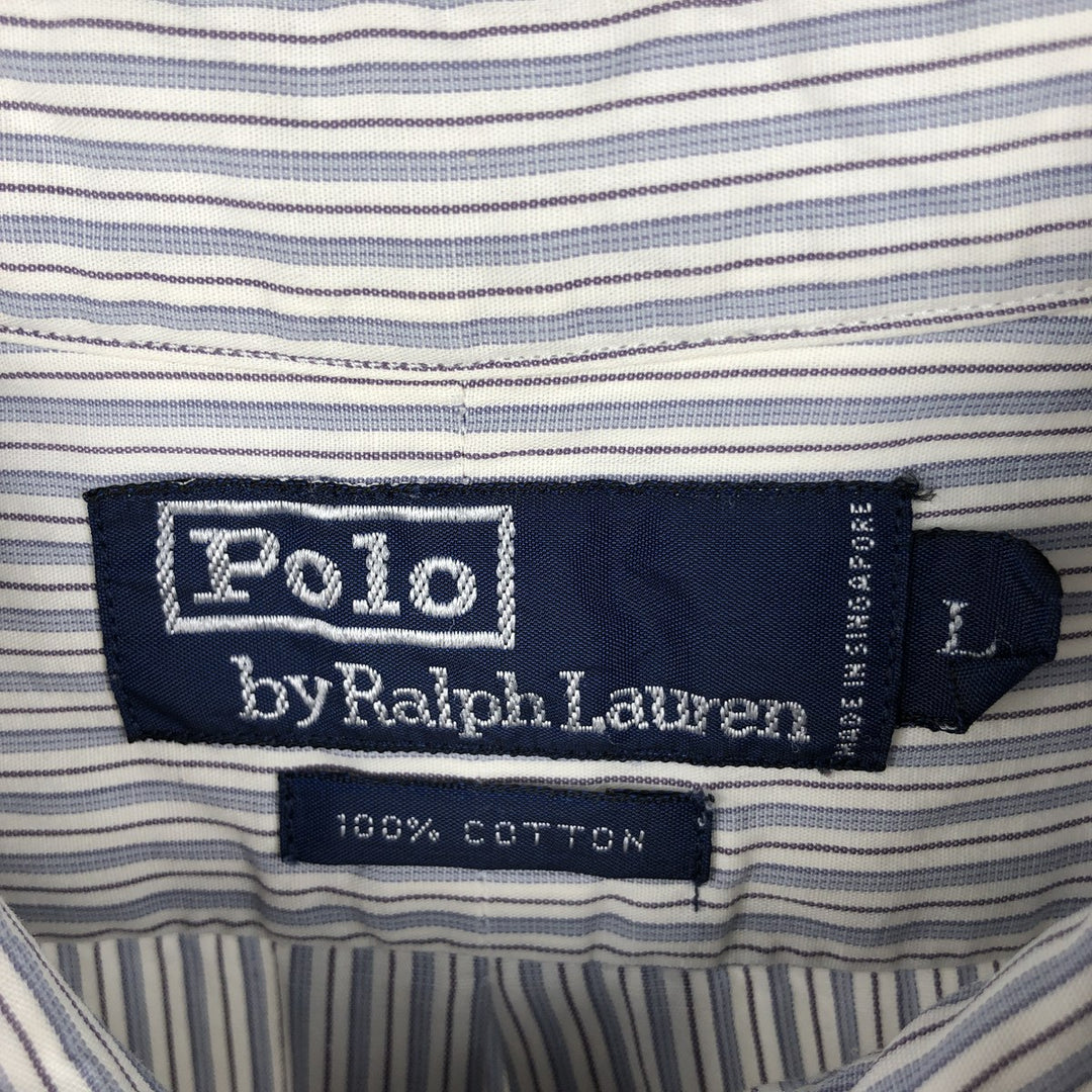 Ralph Lauren POLO by Ralph Lauren Long Sleeve Cotton Striped Shirt Men's Size L cotton pale white type Vintage Second Hand