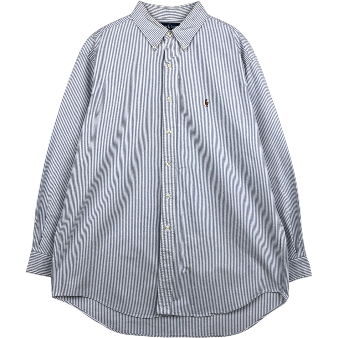 Ralph Lauren YARMOUTH Long Sleeve Button-Down Striped Shirt, Men's XL cotton pale white type Vintage Second Hand