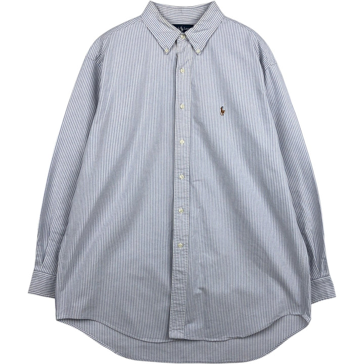 Ralph Lauren YARMOUTH Long Sleeve Button-Down Striped Shirt, Men's XL cotton pale white type Vintage Second Hand