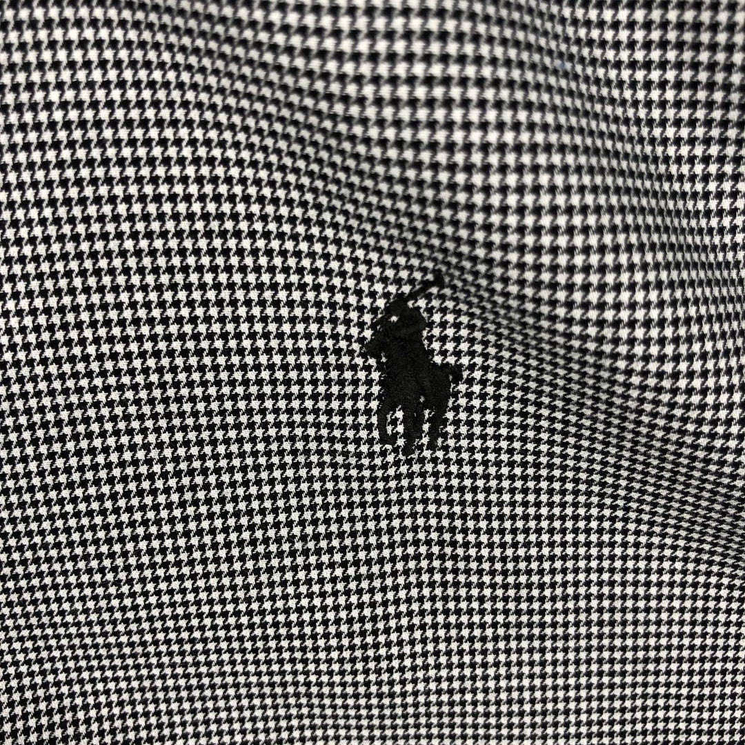 Ralph Lauren YARMOUTH Houndstooth Pattern Long Sleeve Button Down Shirt Men's L size cotton black type Vintage Second Hand