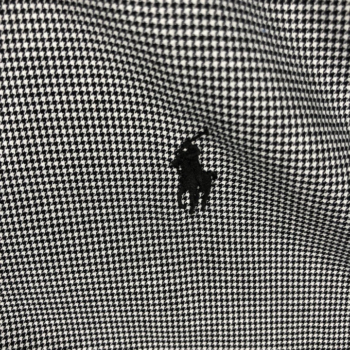 Ralph Lauren YARMOUTH Houndstooth Pattern Long Sleeve Button Down Shirt Men's L size cotton black type Vintage Second Hand