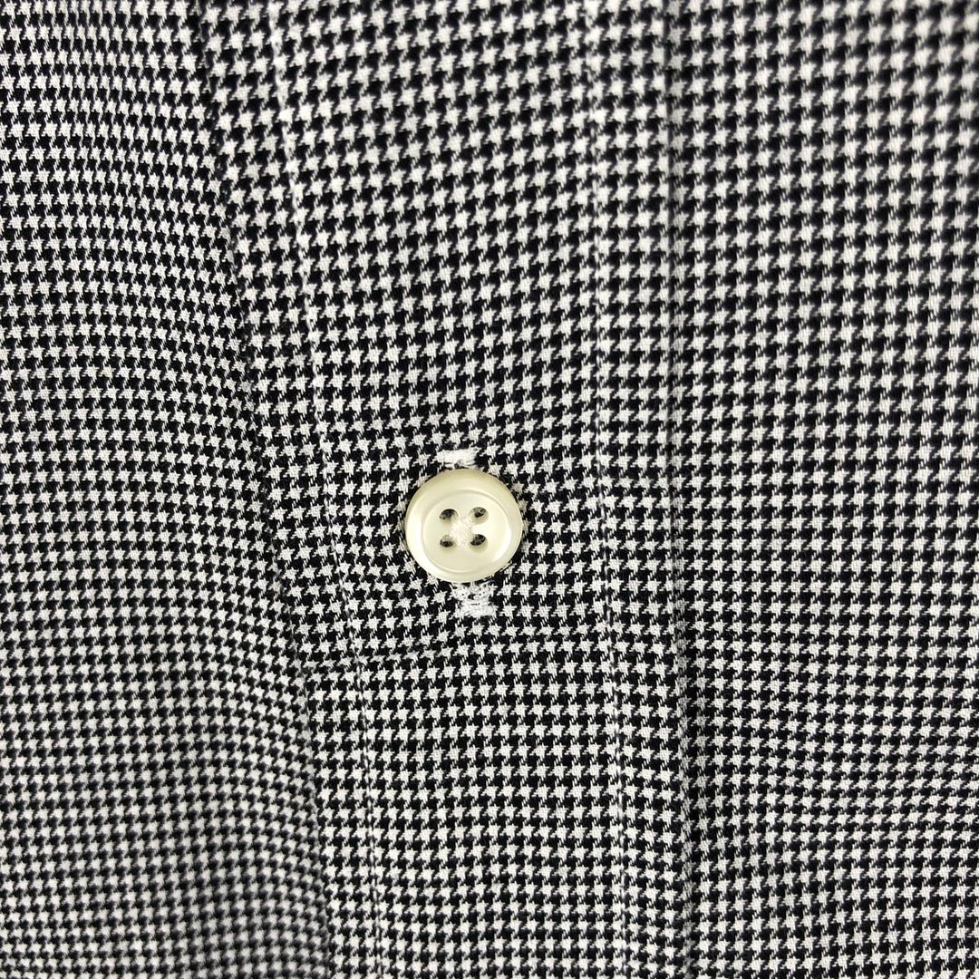 Ralph Lauren YARMOUTH Houndstooth Pattern Long Sleeve Button Down Shirt Men's L size cotton black type Vintage Second Hand