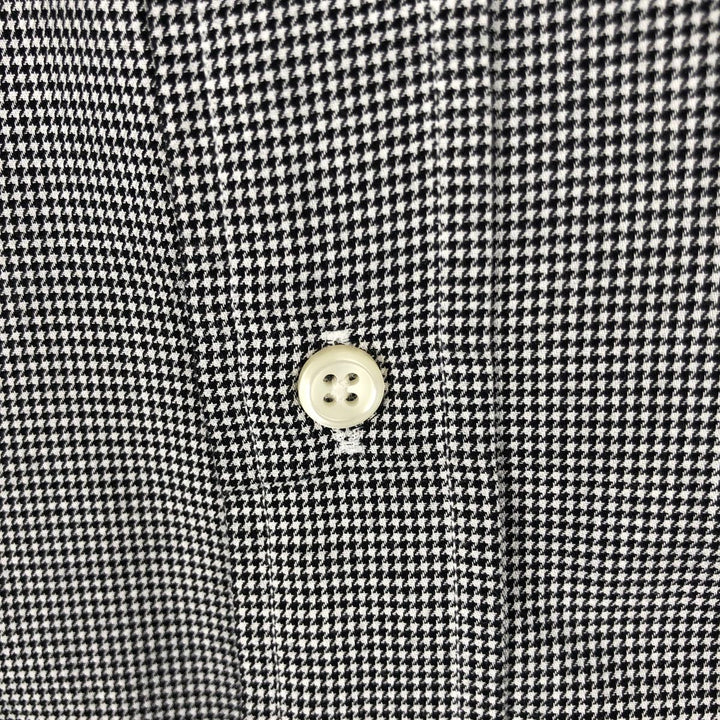 Ralph Lauren YARMOUTH Houndstooth Pattern Long Sleeve Button Down Shirt Men's L size cotton black type Vintage Second Hand