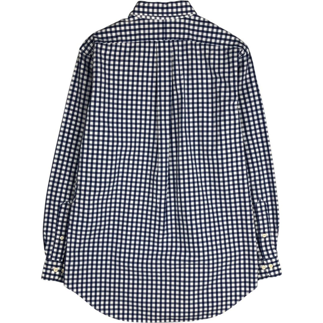 Ralph Lauren Classic Fit Gingham Check Long Sleeve Button-Down Shirt, Men's Size Medium cotton blue type Vintage Second Hand