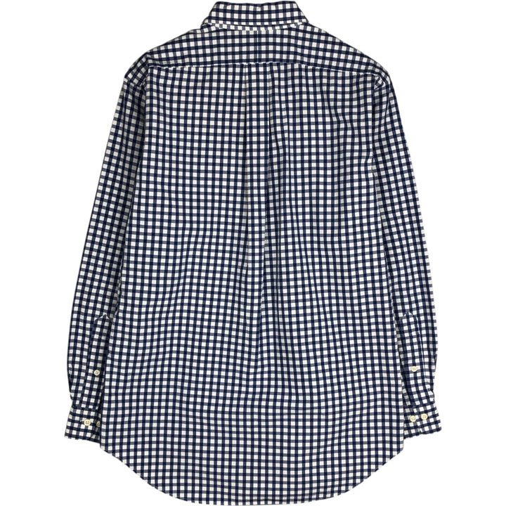 Ralph Lauren Classic Fit Gingham Check Long Sleeve Button-Down Shirt, Men's Size Medium cotton blue type Vintage Second Hand