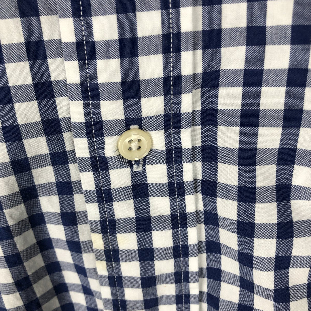 Ralph Lauren Classic Fit Gingham Check Long Sleeve Button-Down Shirt, Men's Size Medium cotton blue type Vintage Second Hand