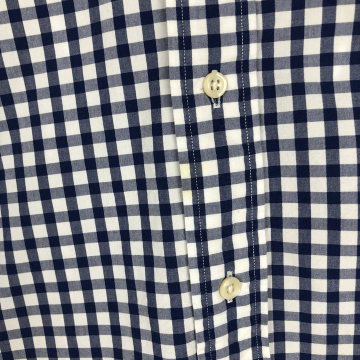 Ralph Lauren Classic Fit Gingham Check Long Sleeve Button-Down Shirt, Men's Size Medium cotton blue type Vintage Second Hand