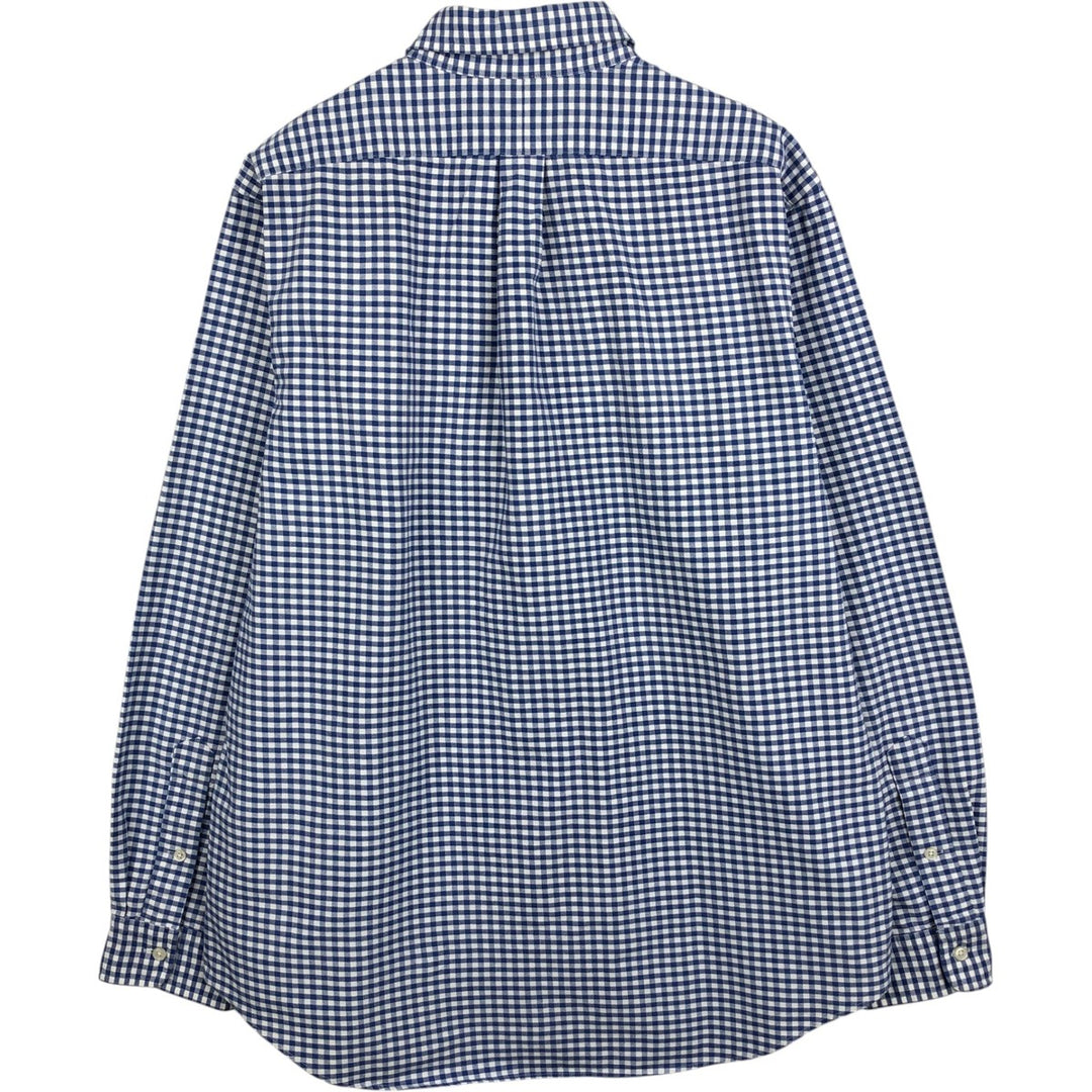 Ralph Lauren gingham check long-sleeved button-down shirt, men's size L (approx.) cotton blue type Vintage Second Hand