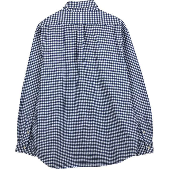 Ralph Lauren gingham check long-sleeved button-down shirt, men's size L (approx.) cotton blue type Vintage Second Hand