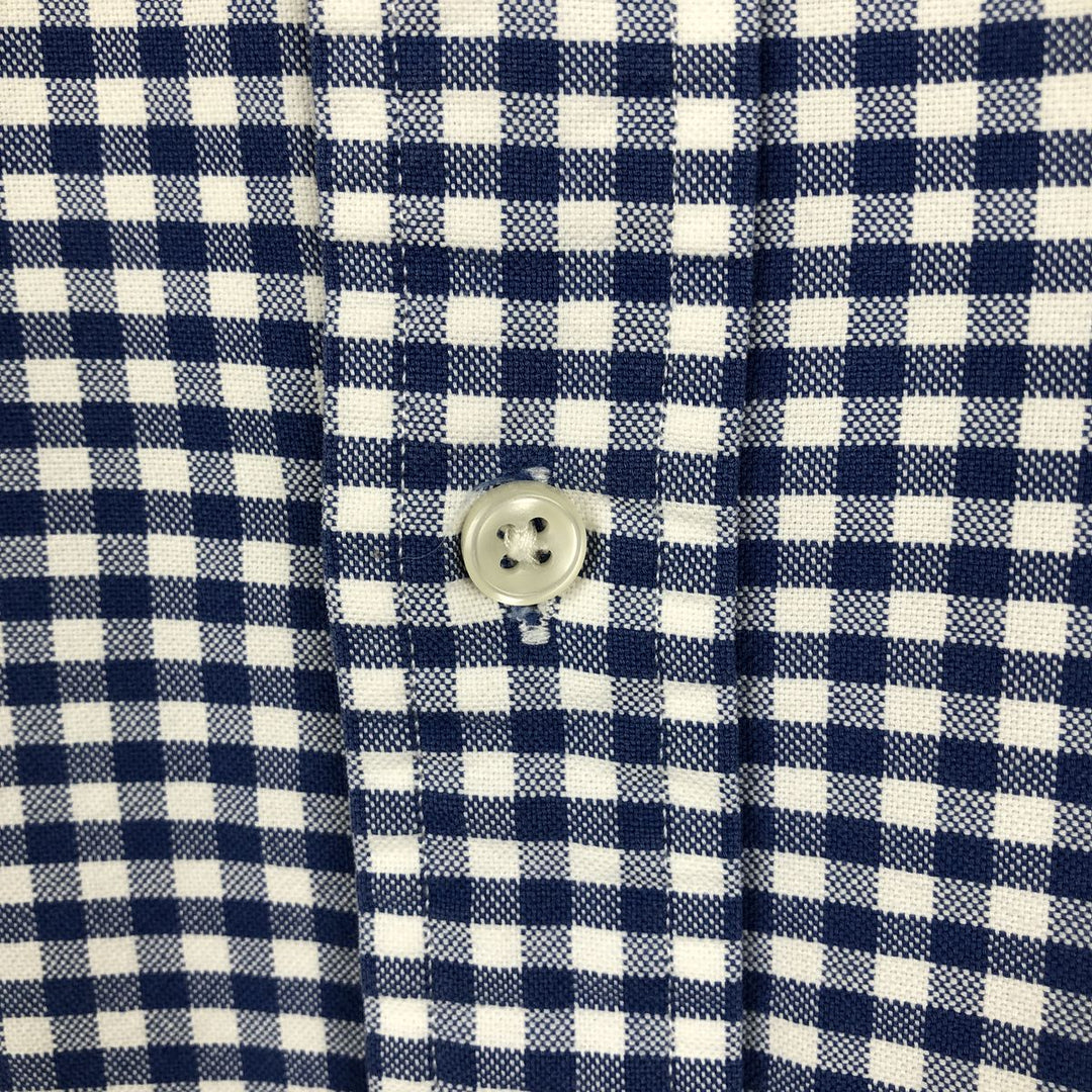 Ralph Lauren gingham check long-sleeved button-down shirt, men's size L (approx.) cotton blue type Vintage Second Hand