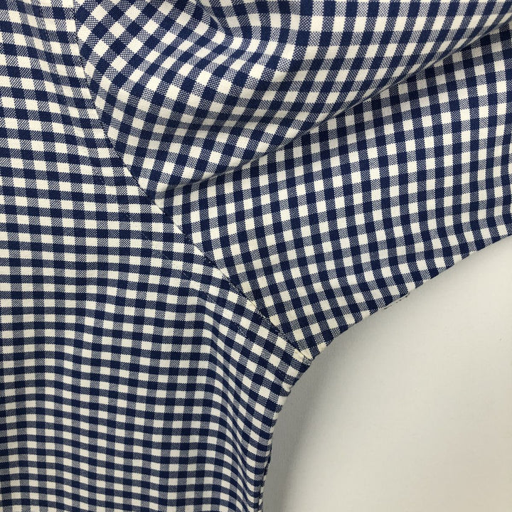 Ralph Lauren gingham check long-sleeved button-down shirt, men's size L (approx.) cotton blue type Vintage Second Hand
