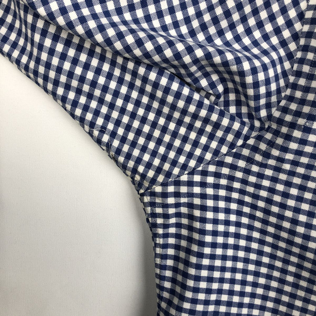 Ralph Lauren gingham check long-sleeved button-down shirt, men's size L (approx.) cotton blue type Vintage Second Hand