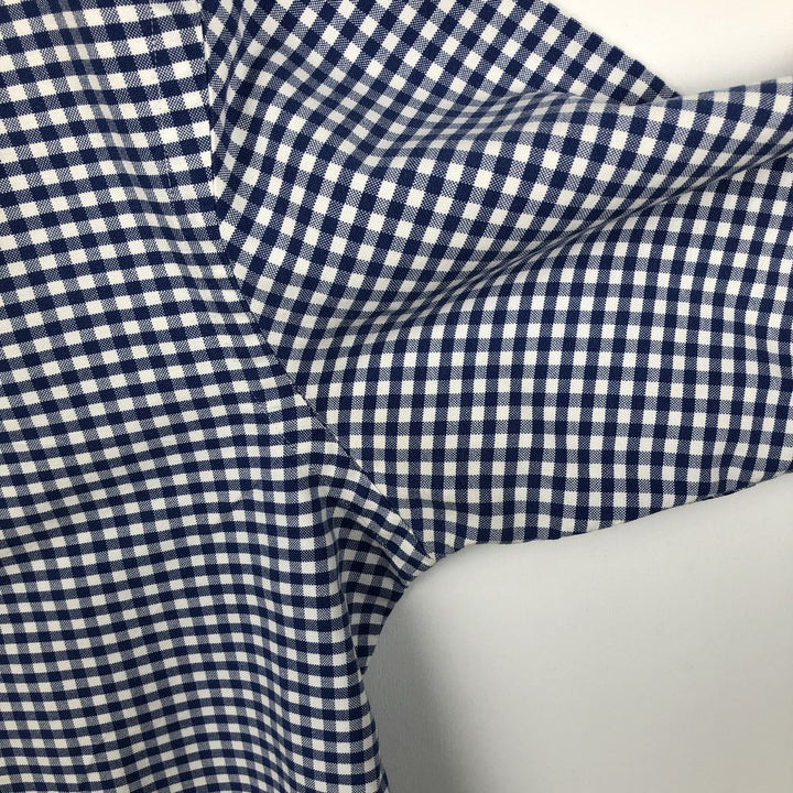 Ralph Lauren gingham check long-sleeved button-down shirt, men's size L (approx.) cotton blue type Vintage Second Hand