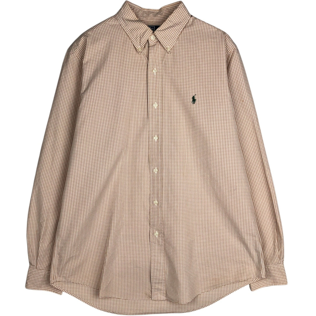 Ralph Lauren CUSTOM FIT Gingham Check Long Sleeve Button Down Check Shirt Men's L size cotton orange type Vintage Second Hand