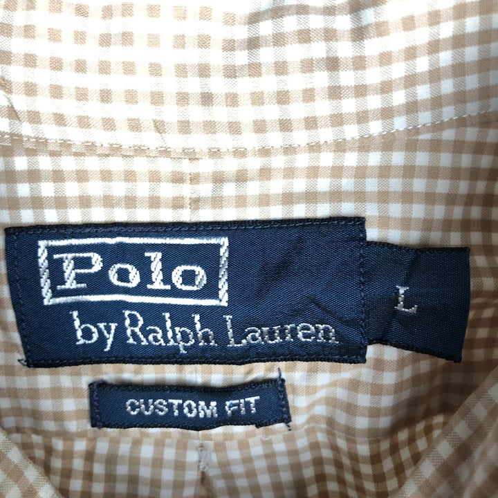 Ralph Lauren CUSTOM FIT Gingham Check Long Sleeve Button Down Check Shirt Men's L size cotton orange type Vintage Second Hand