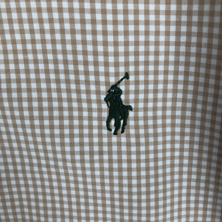 Ralph Lauren CUSTOM FIT Gingham Check Long Sleeve Button Down Check Shirt Men's L size cotton orange type Vintage Second Hand