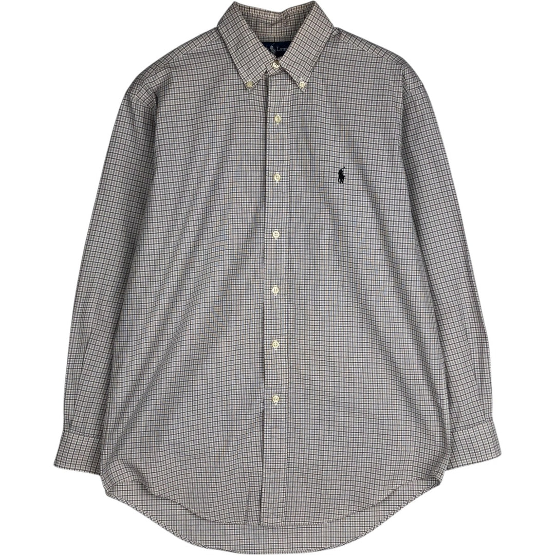 Ralph Lauren YARMOUTH Long Sleeve Button-Down Check Shirt, Men's Size M cotton white type Vintage Second Hand