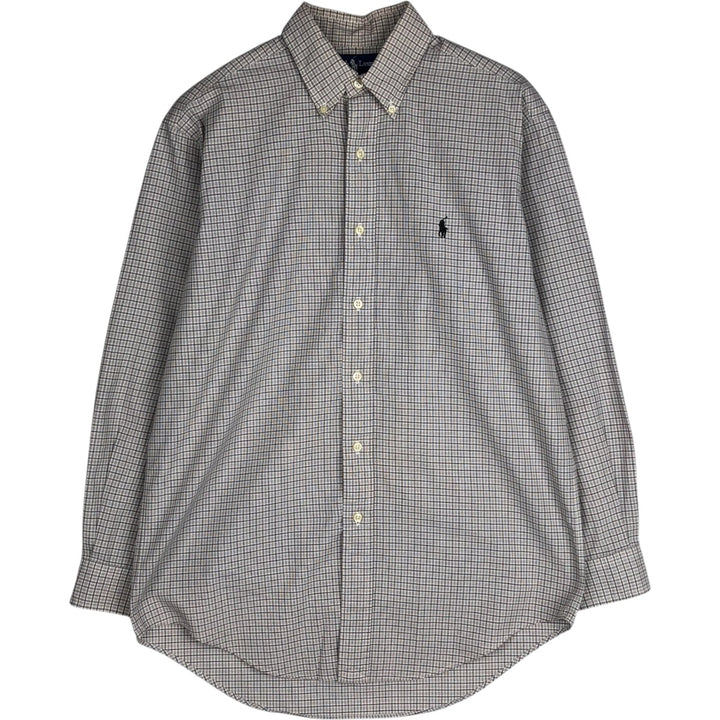 Ralph Lauren YARMOUTH Long Sleeve Button-Down Check Shirt, Men's Size M cotton white type Vintage Second Hand