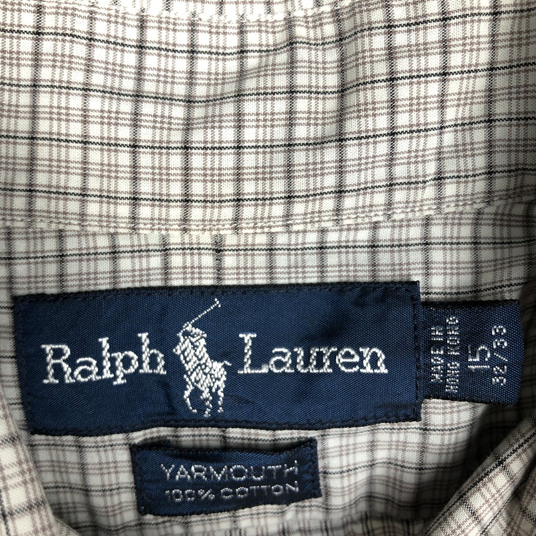 Ralph Lauren YARMOUTH Long Sleeve Button-Down Check Shirt, Men's Size M cotton white type Vintage Second Hand