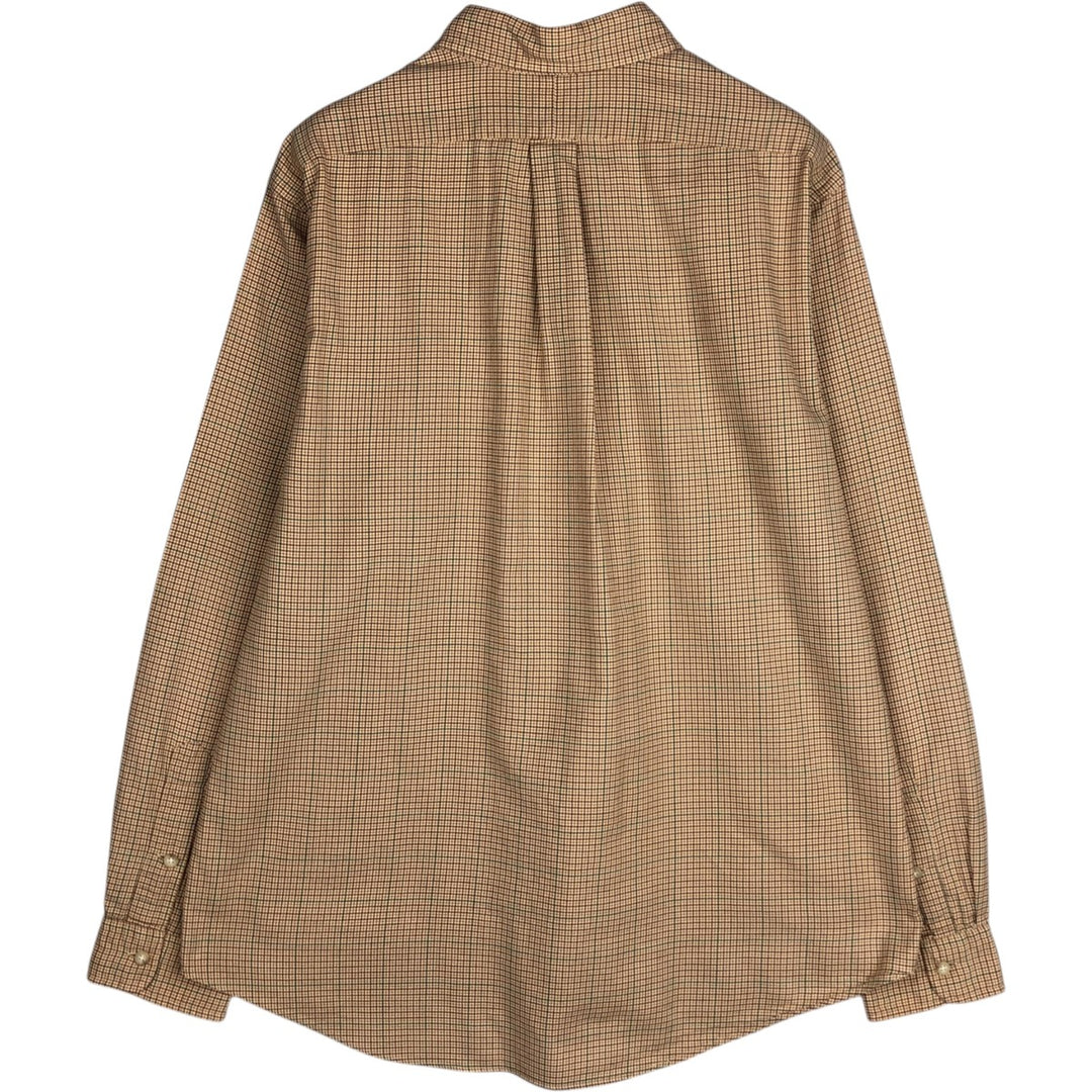 Ralph Lauren POLO by Ralph Lauren CUSTOM FIT long-sleeved button-down check shirt, men's size XL cotton brown type Vintage Second Hand