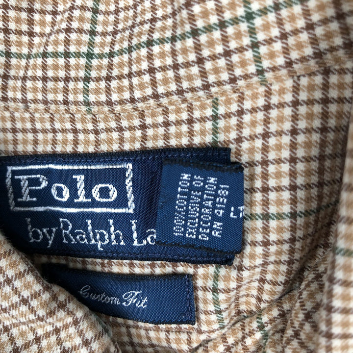 Ralph Lauren POLO by Ralph Lauren CUSTOM FIT long-sleeved button-down check shirt, men's size XL cotton brown type Vintage Second Hand