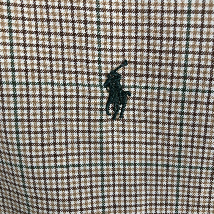Ralph Lauren POLO by Ralph Lauren CUSTOM FIT long-sleeved button-down check shirt, men's size XL cotton brown type Vintage Second Hand