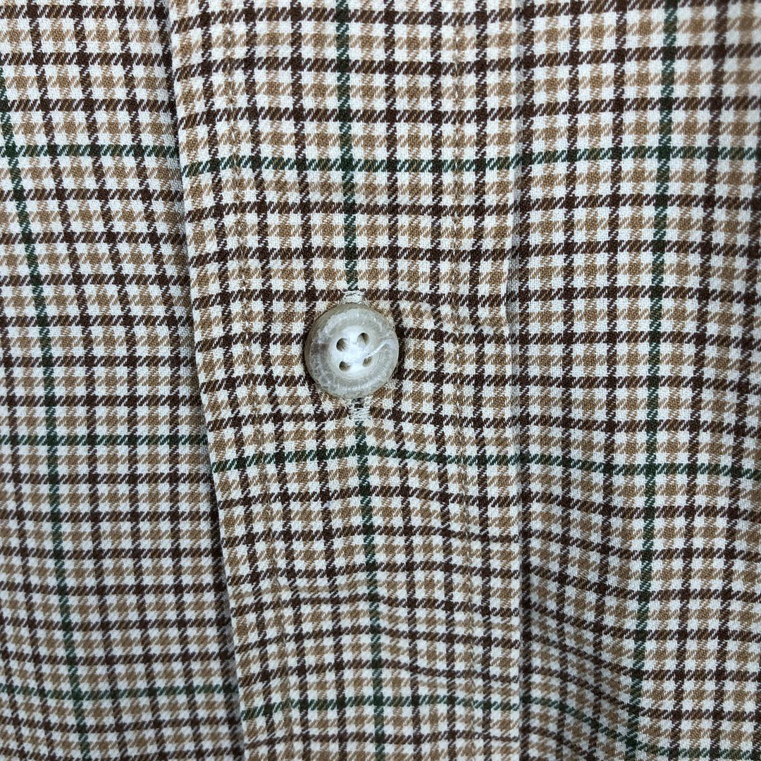 Ralph Lauren POLO by Ralph Lauren CUSTOM FIT long-sleeved button-down check shirt, men's size XL cotton brown type Vintage Second Hand