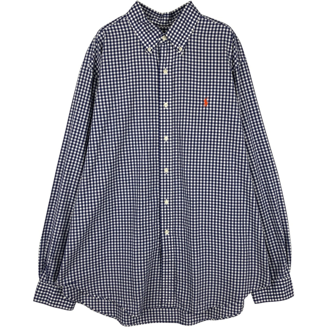 Ralph Lauren Classic Fit Gingham Check Long Sleeve Button Down Check Shirt Men's XL cotton white type Vintage Second Hand