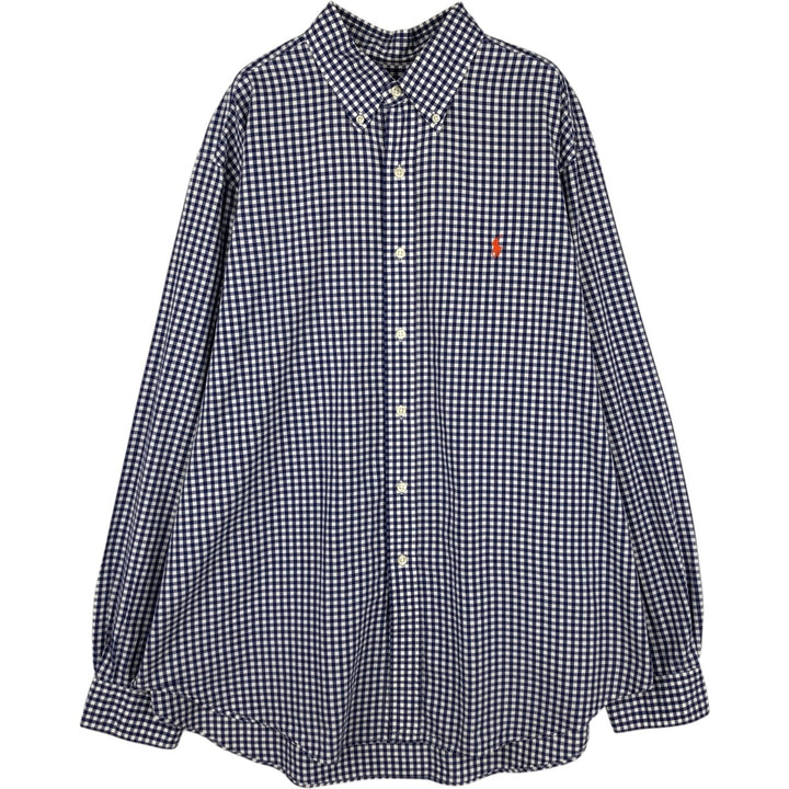 Ralph Lauren Classic Fit Gingham Check Long Sleeve Button Down Check Shirt Men's XL cotton white type Vintage Second Hand