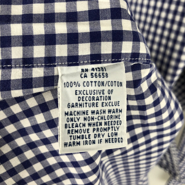 Ralph Lauren Classic Fit Gingham Check Long Sleeve Button Down Check Shirt Men's XL cotton white type Vintage Second Hand