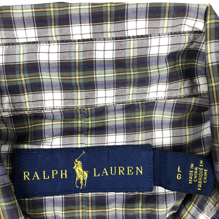 Ralph Lauren long sleeve button down check shirt, men's size L cotton multicolor Vintage Second Hand