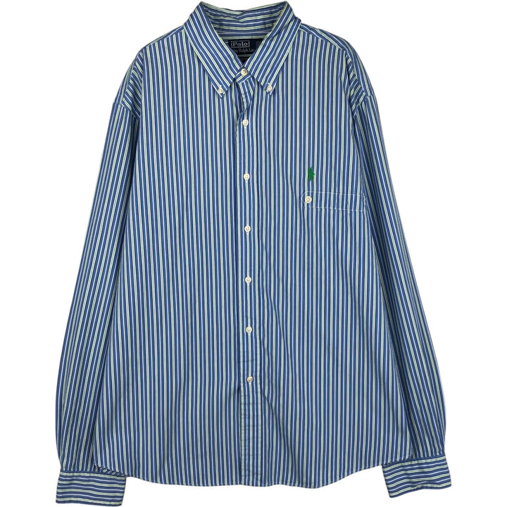 Ralph Lauren CUSTOM FIT long sleeve button down striped shirt men's XL size cotton Blue type light blue Vintage Second Hand