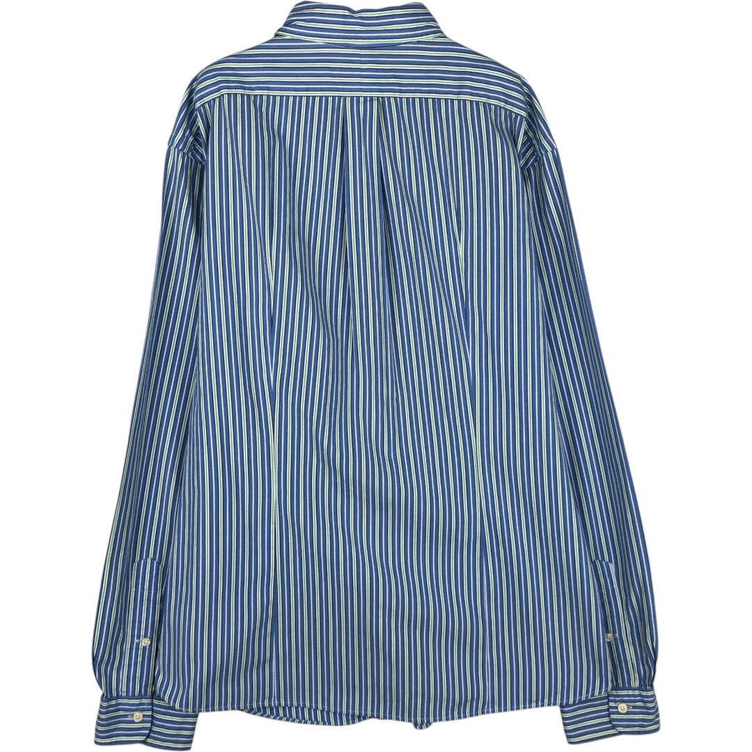 Ralph Lauren CUSTOM FIT long sleeve button down striped shirt men's XL size cotton Blue type light blue Vintage Second Hand