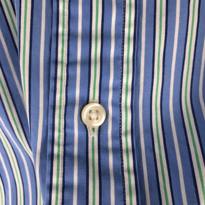 Ralph Lauren CUSTOM FIT long sleeve button down striped shirt men's XL size cotton Blue type light blue Vintage Second Hand