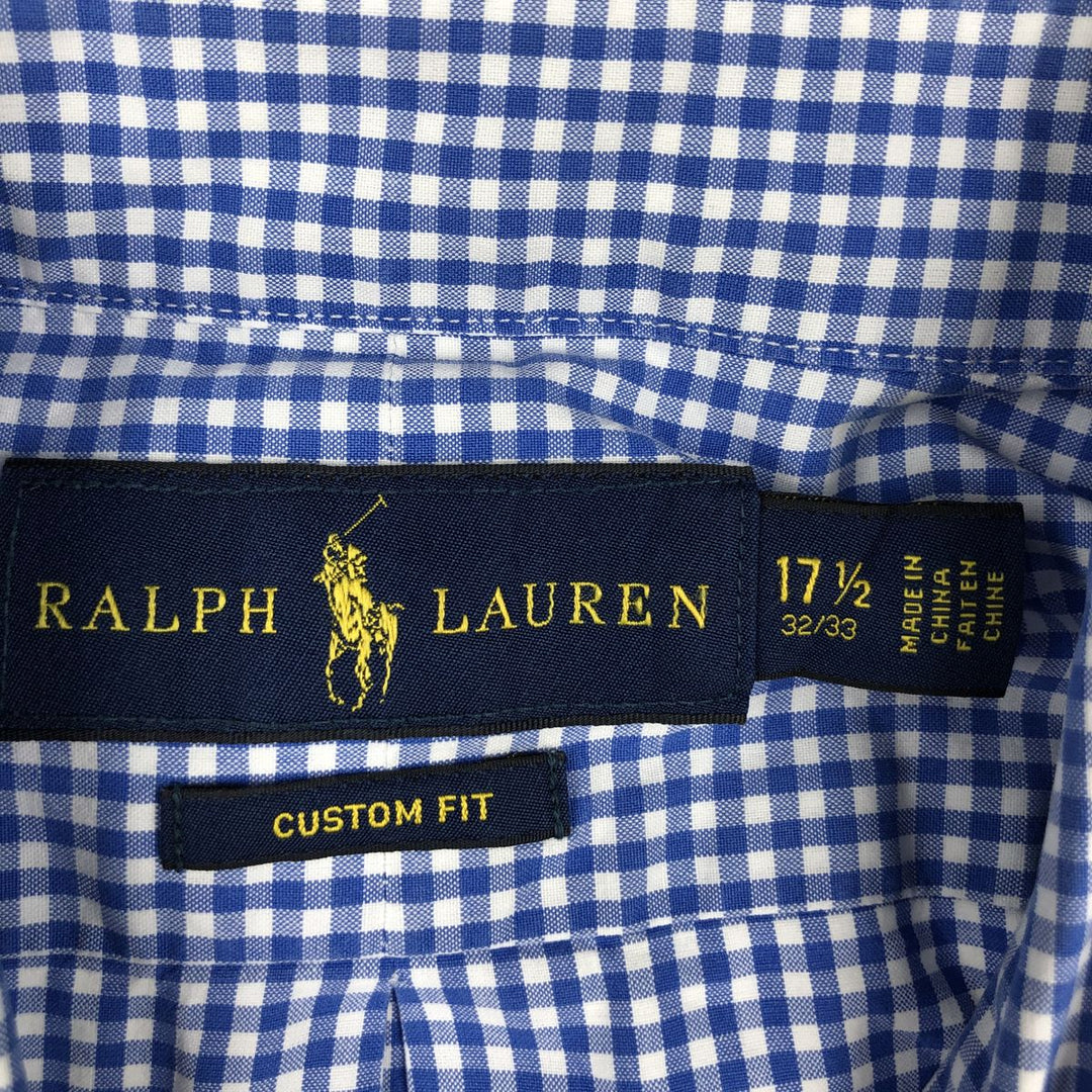 Ralph Lauren CUSTOM FIT Gingham Check Long Sleeve Button Down Check Shirt Men's L size cotton white type Vintage Second Hand