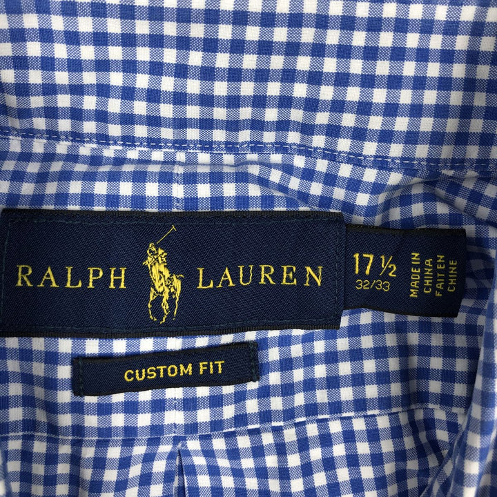 Ralph Lauren CUSTOM FIT Gingham Check Long Sleeve Button Down Check Shirt Men's L size cotton white type Vintage Second Hand