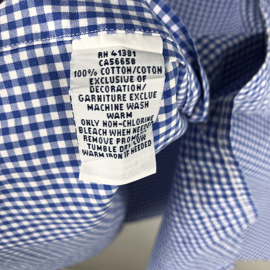 Ralph Lauren CUSTOM FIT Gingham Check Long Sleeve Button Down Check Shirt Men's L size cotton white type Vintage Second Hand