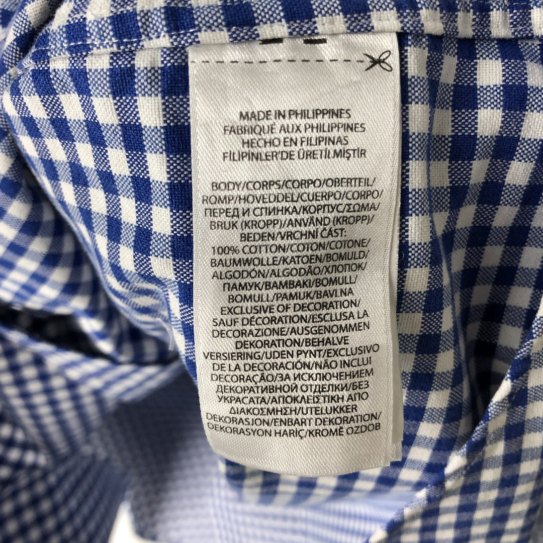 Ralph Lauren CUSTOM FIT Gingham Check Long Sleeve Button Down Check Shirt Men's XL cotton blue type Vintage Second Hand