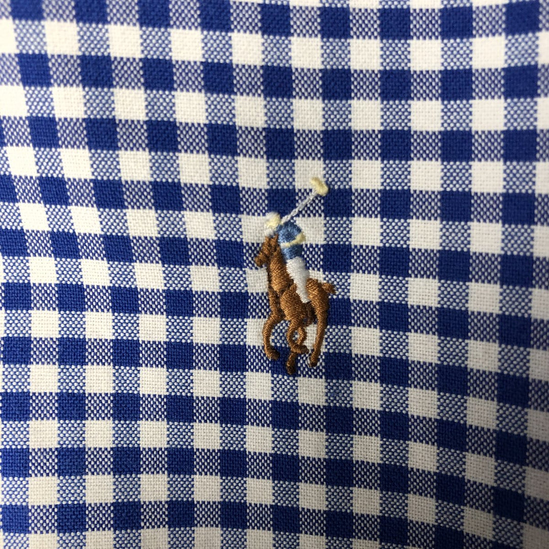 Ralph Lauren CUSTOM FIT Gingham Check Long Sleeve Button Down Check Shirt Men's XL cotton blue type Vintage Second Hand