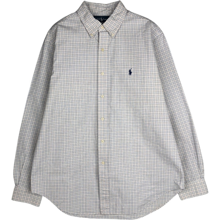 Ralph Lauren Classic Fit Long Sleeve Button Down Check Shirt Men's Size L cotton white type Vintage Second Hand