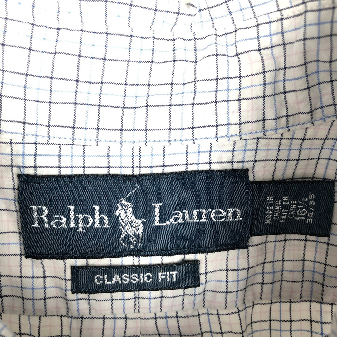 Ralph Lauren Classic Fit Long Sleeve Button Down Check Shirt Men's Size L cotton white type Vintage Second Hand