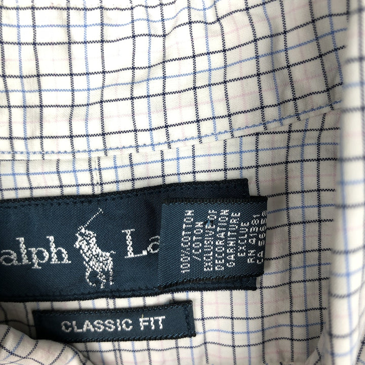 Ralph Lauren Classic Fit Long Sleeve Button Down Check Shirt Men's Size L cotton white type Vintage Second Hand