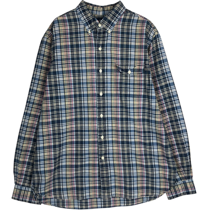 Ralph Lauren long sleeve button down check shirt, men's size L cotton blue type Vintage Second Hand