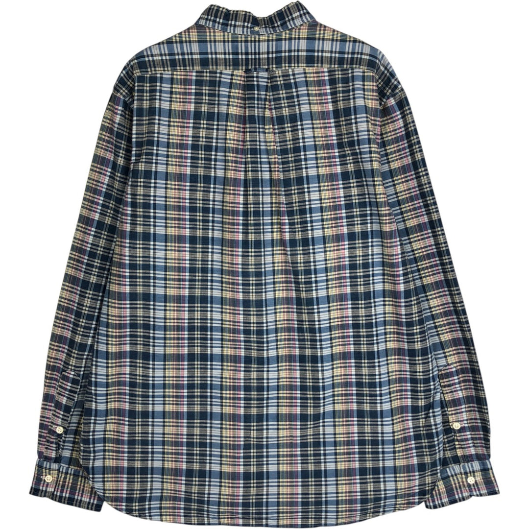 Ralph Lauren long sleeve button down check shirt, men's size L cotton blue type Vintage Second Hand