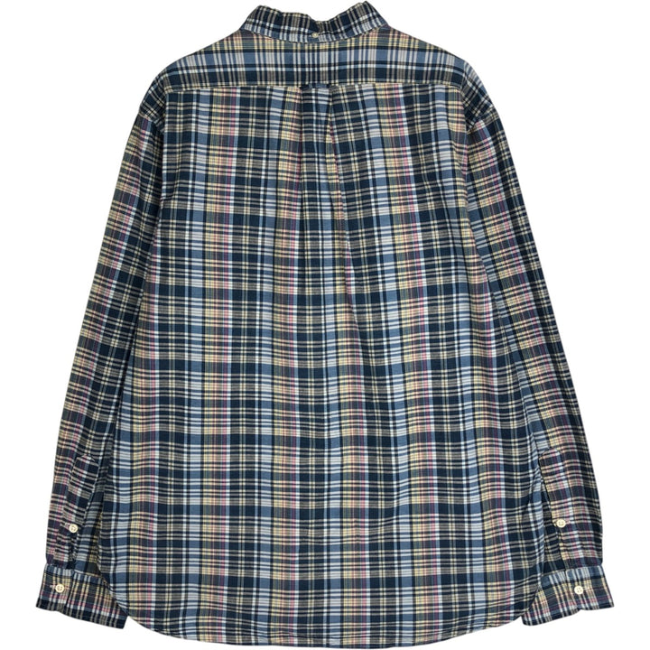 Ralph Lauren long sleeve button down check shirt, men's size L cotton blue type Vintage Second Hand