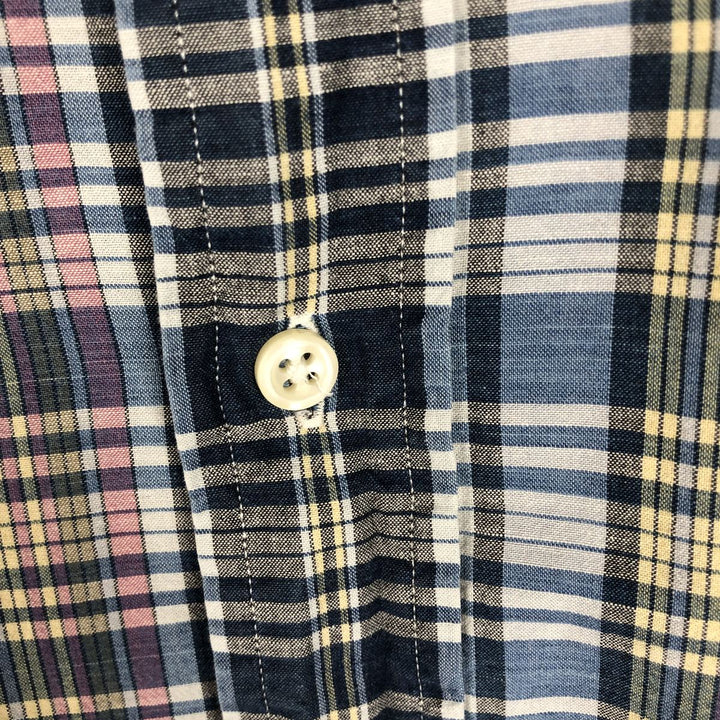 Ralph Lauren long sleeve button down check shirt, men's size L cotton blue type Vintage Second Hand