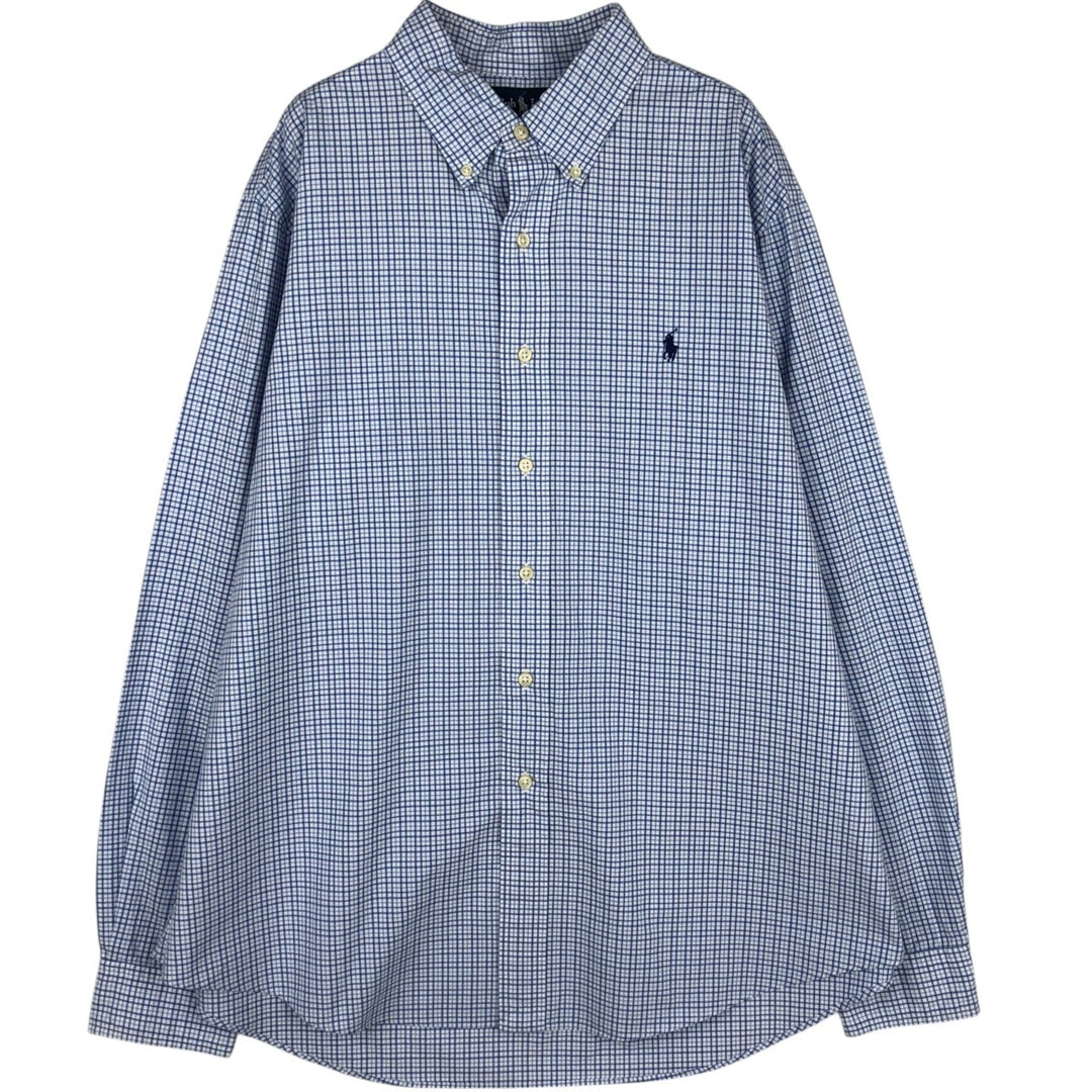 Ralph Lauren CUSTOM FIT long sleeve button down check shirt men's XL size cotton white type Vintage Second Hand