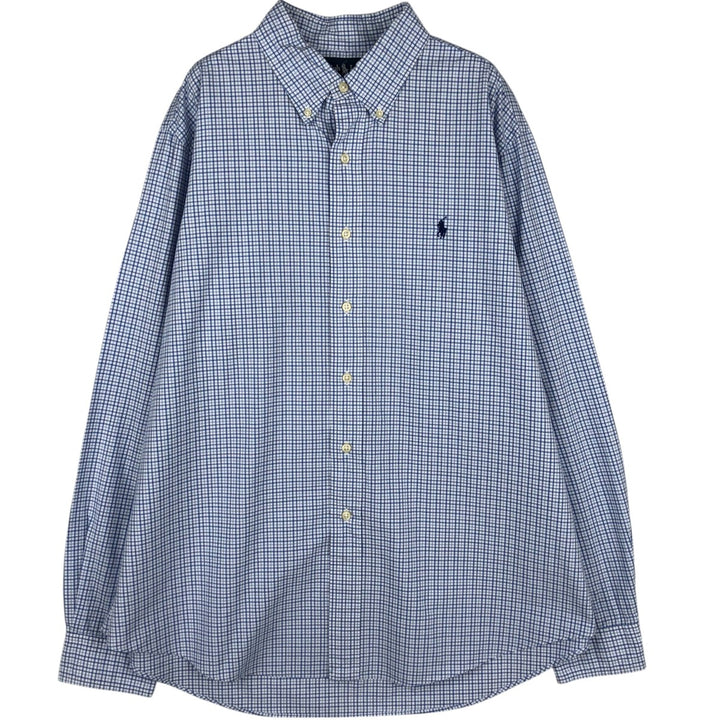 Ralph Lauren CUSTOM FIT long sleeve button down check shirt men's XL size cotton white type Vintage Second Hand