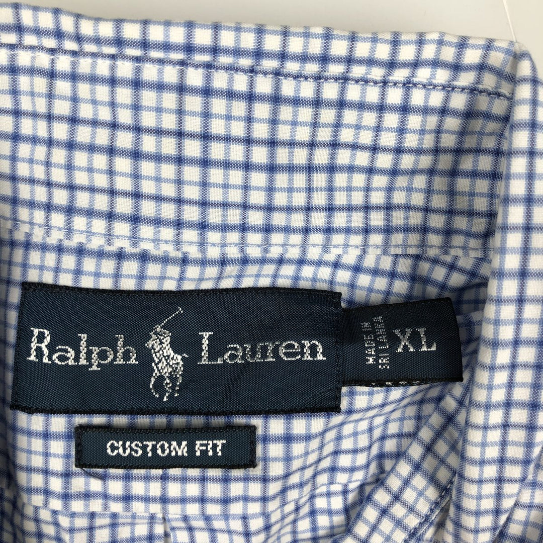 Ralph Lauren CUSTOM FIT long sleeve button down check shirt men's XL size cotton white type Vintage Second Hand
